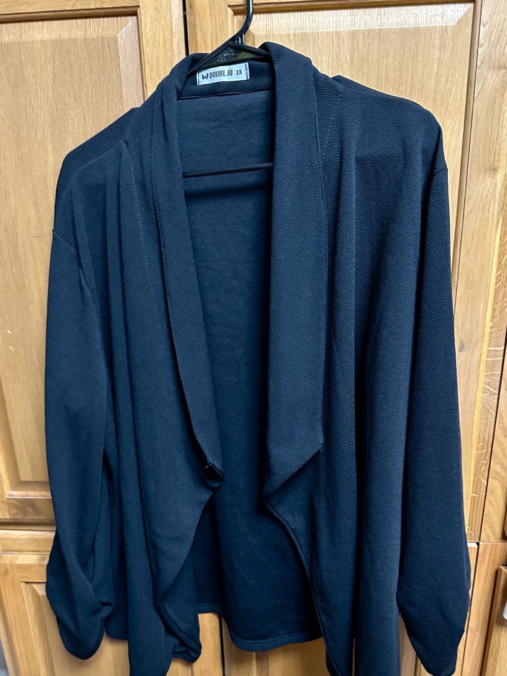Doublju Black Draped Open-Front Cardigan Jacket